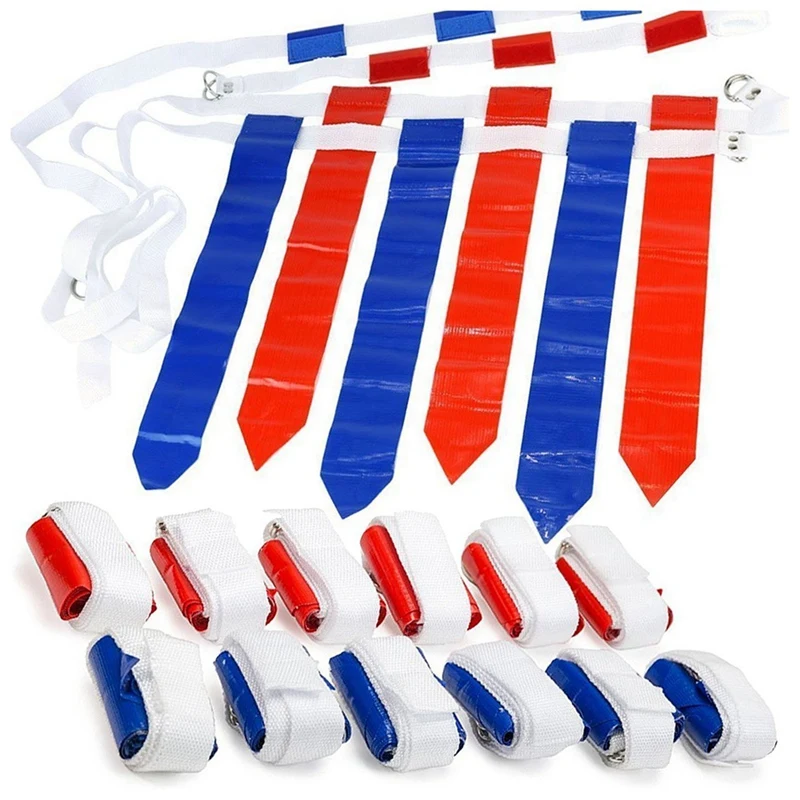 

12 Player Adjustable Sliding Flag Football Set, 3 Flags Per Belt, 36 Flags Total For For Kids Adults Players