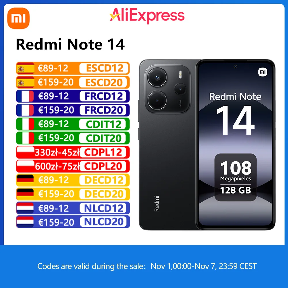 Xiaomi Redmi Note 14 4G NFC helu G99-Ultra 6,67 ''amoled ekran 120 Hz 108 MP IA kamera 5500 mAh bateria,Ładowarka nie jest dołączona