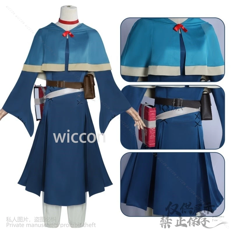 Аниме Delicious In Dungeon Marcille, синее платье для косплея, ушная одежда для девочек и женщин, костюм для Хэллоуина, Рождественской вечеринки по индивидуальному заказу