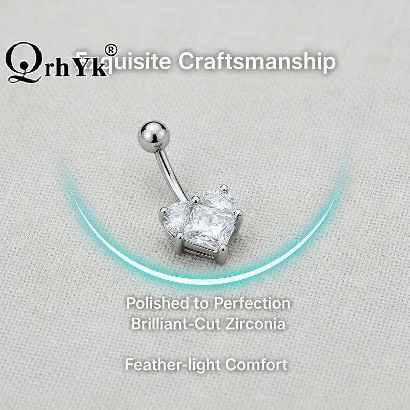 1Pcs Stainless Steel Navel Ring With Multiple Types Of Zirconia - Women's Body Piercing Jewelry