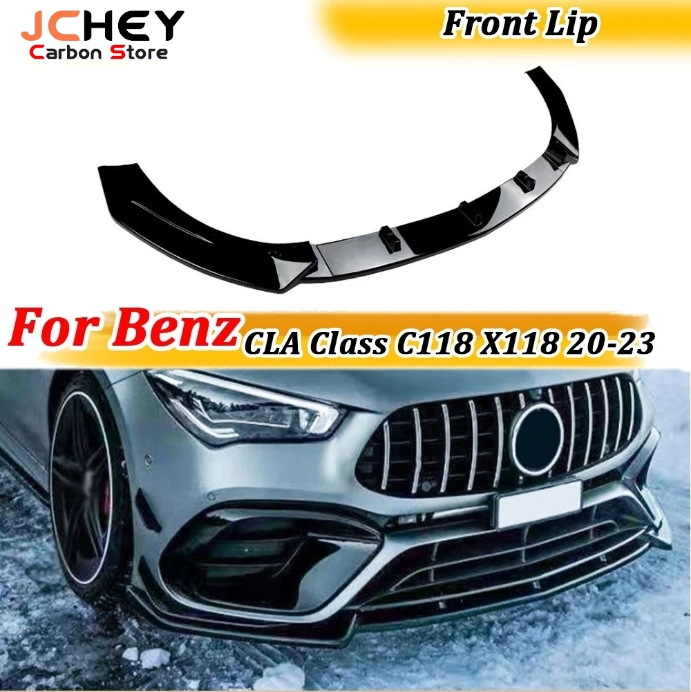 

JCHEY ABS Car Front Bumper Lip Spoiler Body Kits For Benz CLA Class C118 X118 For AMG 2020-2023 Gloss Black Front Lip Guard