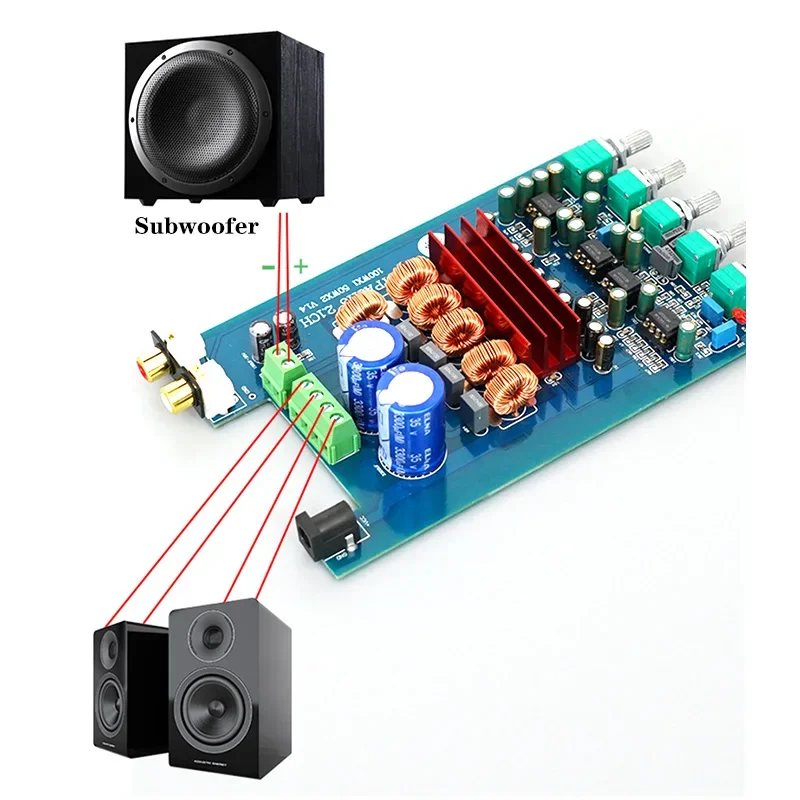 Papan penguat daya Digital, papan Audio penguat Subwoofer Bluetooth 100 daya tinggi 50w X 2 + 2.1 w Channel 5.0