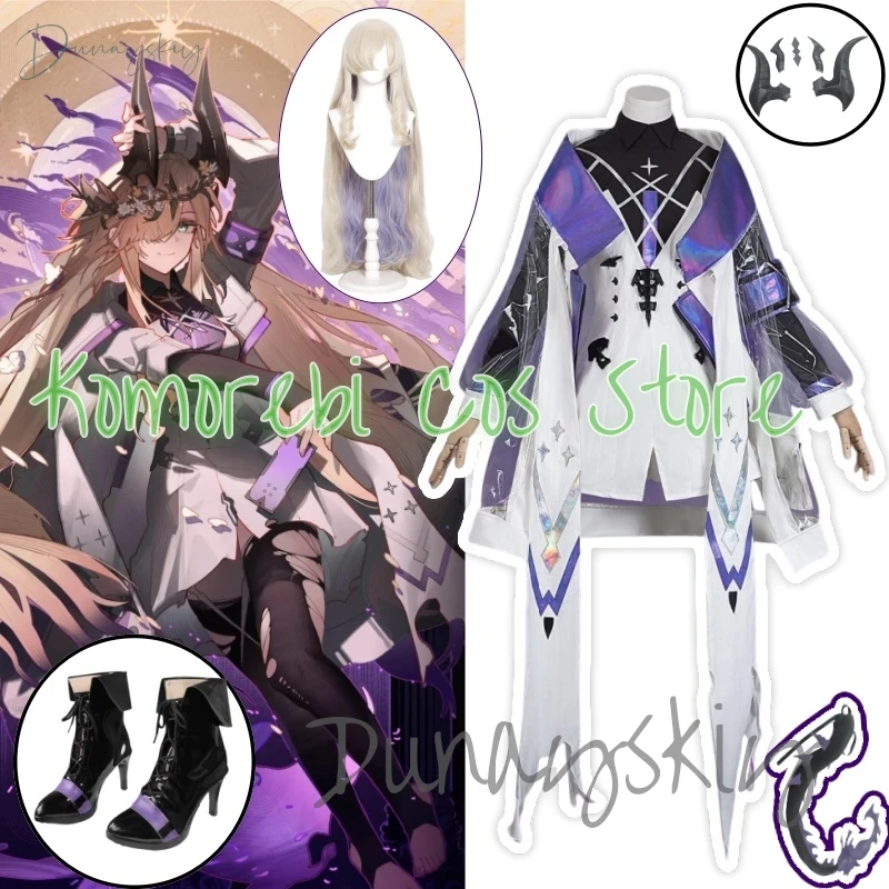 

Game Arknight Necrass Eblana Dublinn Cosplay Costume Wig Leggings Uniform Accessories Halloween Party Suit