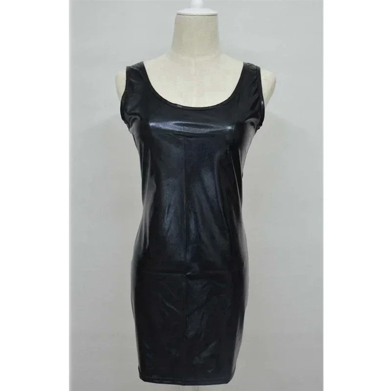 بو فو الجلود المثيرة نادي فستان قصير المرأة ويتلوك الساخن مثير اللاتكس كلوبوير البلاستيكية الملابس الداخلية Catsuit فستان لامع القطب ازياء xxxl