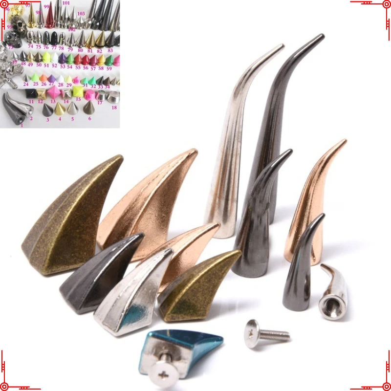 Solid Metal Screwback Cone Studs Bullet Spike Long Punk Rivets For Leather Craft Bag Garment Clothing Shoes DIY Decor