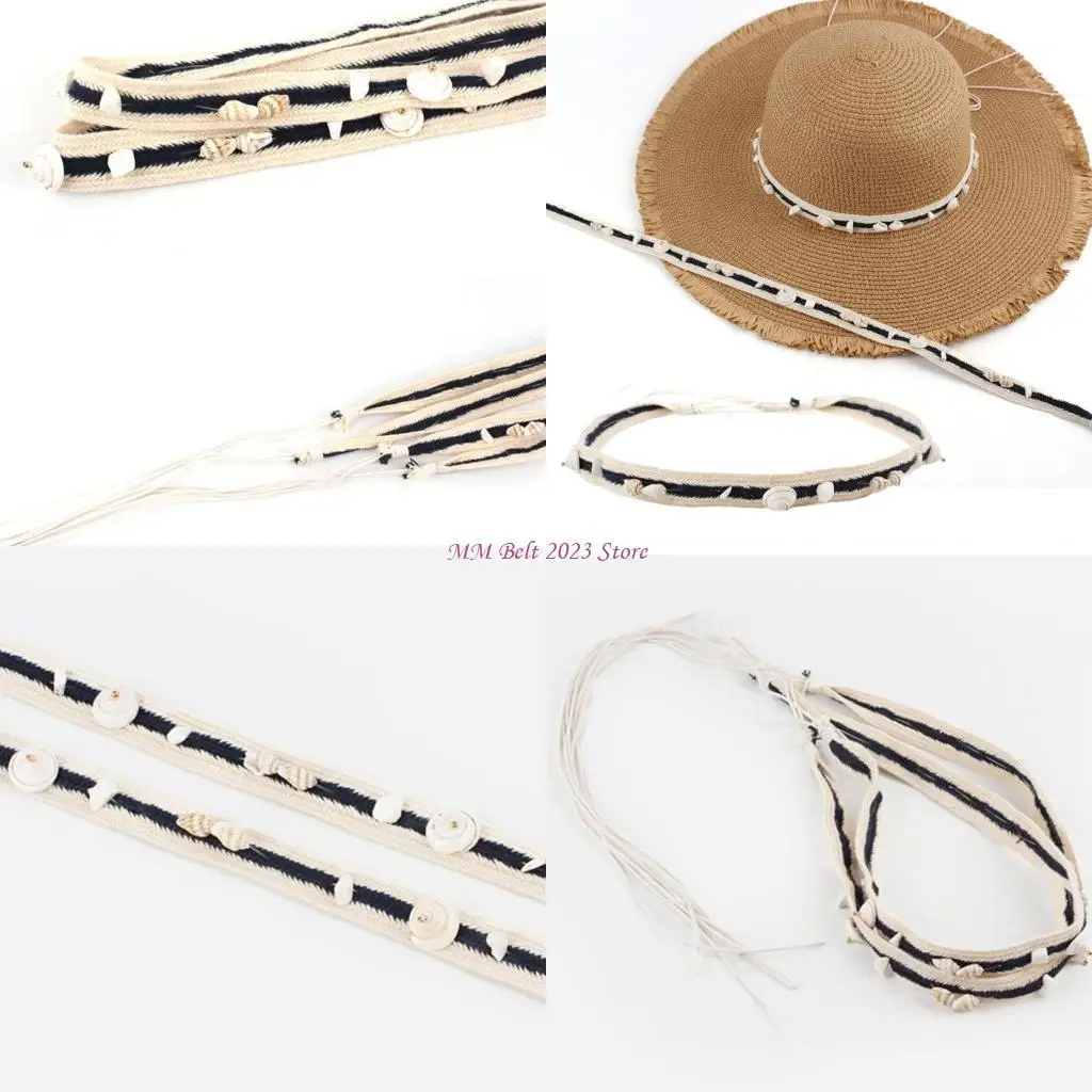 

49ME модный ремешок на шляпу с орнаментом раковины для женской ковбойской шляпы и мужской фетровой шляпы, улучшающий стиль,