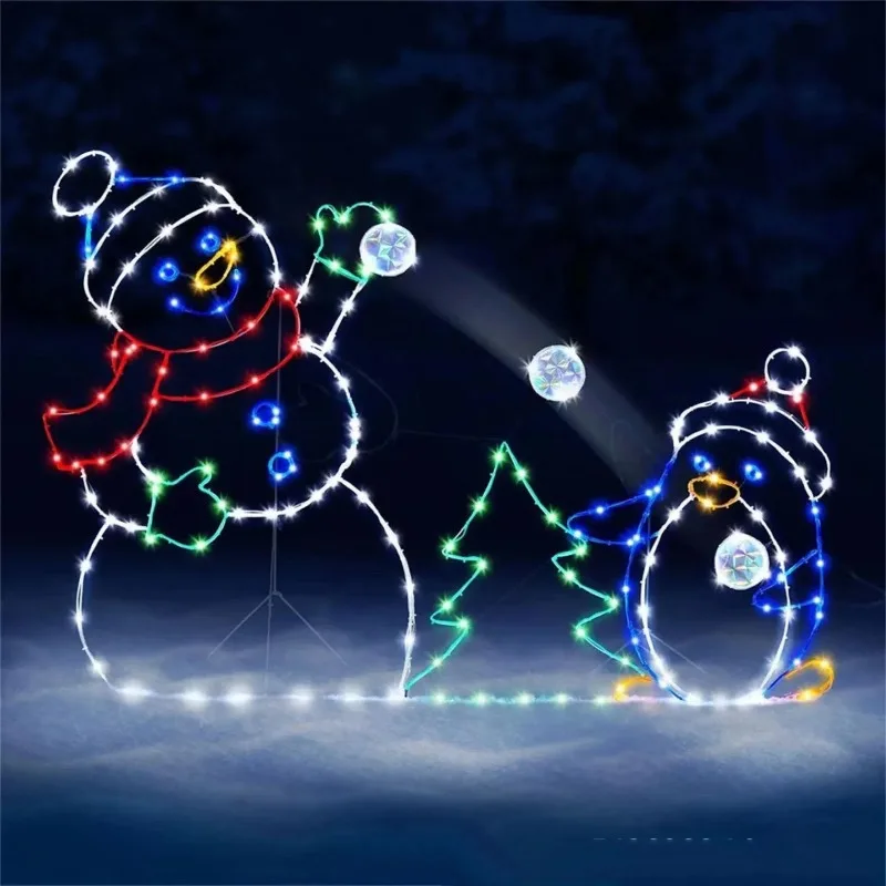 Snowball Light LED Glowing Snowman Christmas Waterproof for Outdoor Garden Yard Xmas Ornament Gift Idea