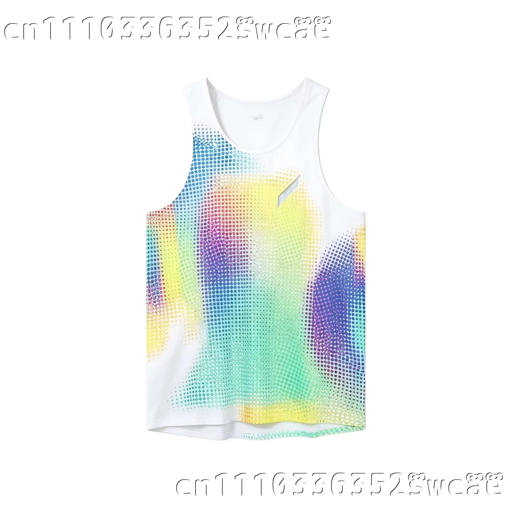 Wellenmuster-Lauf-Tanktop, atmungsaktives Mesh-Sportshirt, ärmelloses Shirt für Fitness, Marathon-Training, Familien-Set – Detail 4