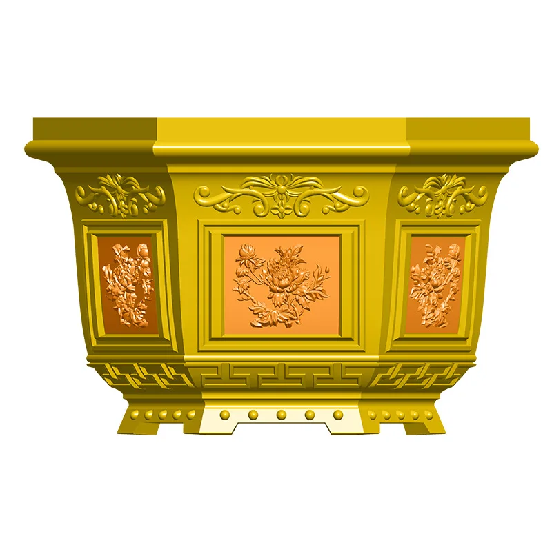 Peony flower hexagonal pot Roman column mold European plastic round