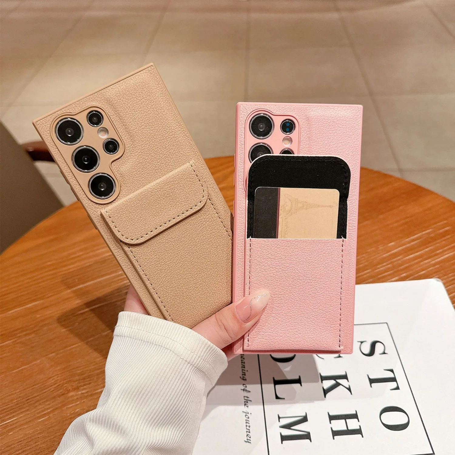 Vegan Leather Solid Color Wallet Case For Samsung Galaxy S26 Ultra S25 S24 S23 Plus Card Slot Stand Anti-Shock Cover