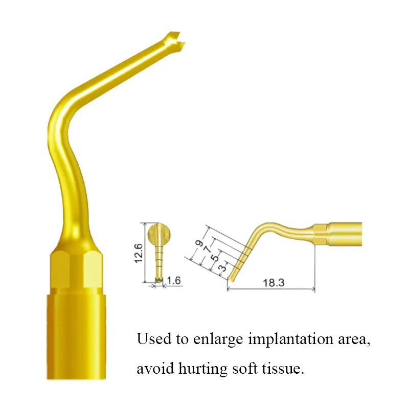 Punta per chirurgia piezoelettrica dentale per MECTRON piezorgery uso per taglio osseo/seno/sollevamento/impianto/Exelcymosis US1/US2 // UC1/UC2/UL1/UP