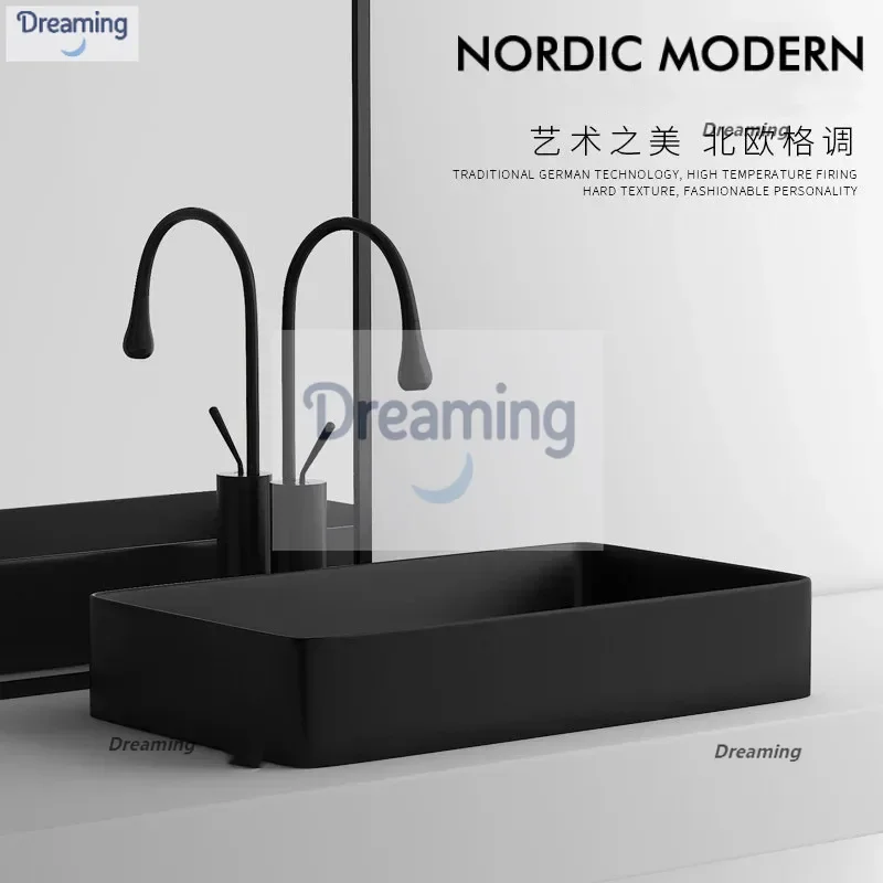 

Скандинавская столешница для ванной комнаты, прямоугольная раковина, бытовая матовая раковина, балкон, керамика