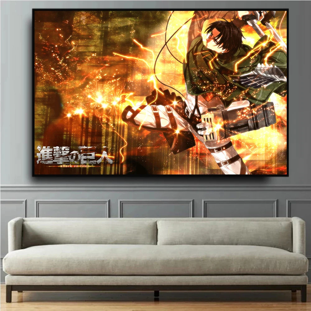 Anime Attack on Titan Canvas Painting Alan Yeager Levi Ackerman Character Poster Picture Wall Art Prints for Kids Room Decor