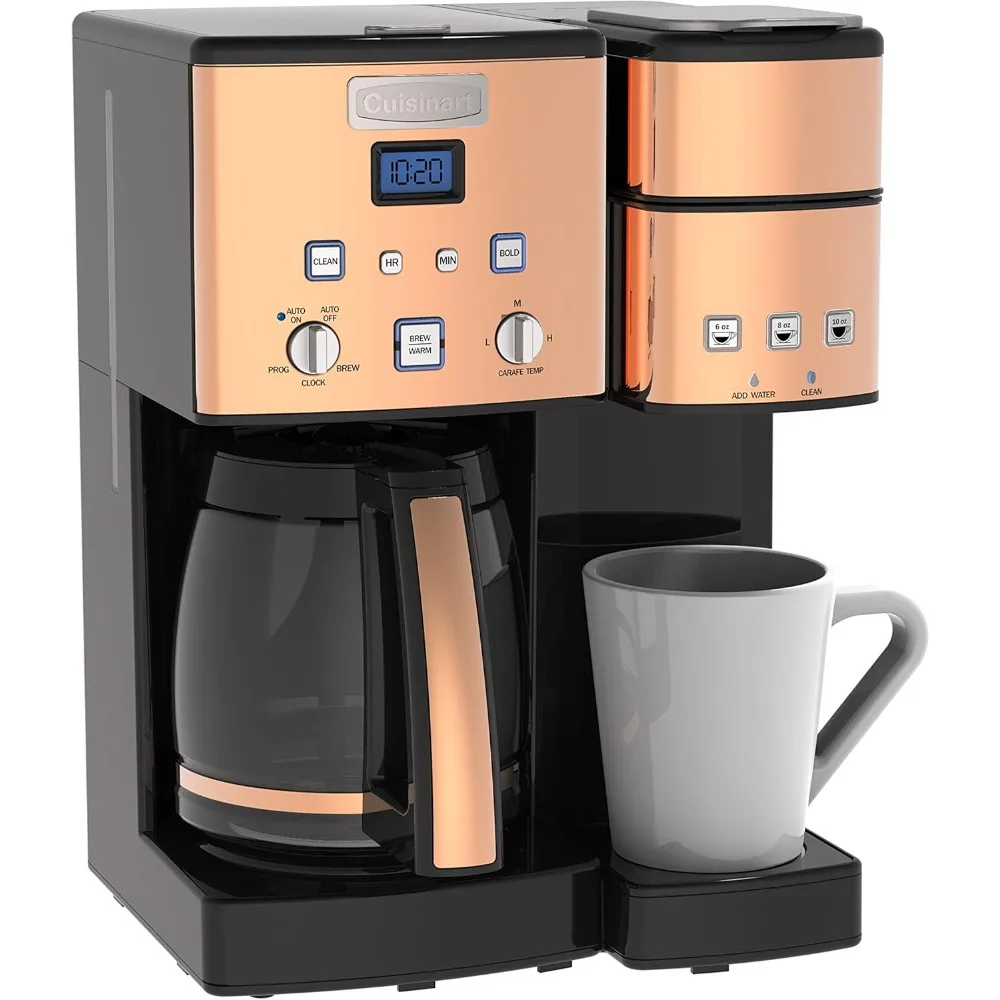 Single Serve + 12 Cup Coffee Maker, Offers 3-Sizes: 6-Ounces, 8-Ounces and 10-Ounces, Stainless Steel, SS-15CP, Copper