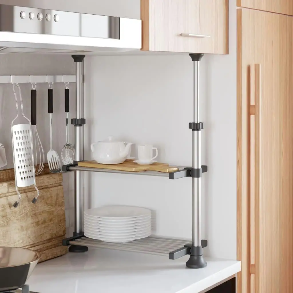 Adjustable Aluminum Kitchen Shelf 19.7x9.8x(19.7-27.6) | Space-Saving Storage Solution