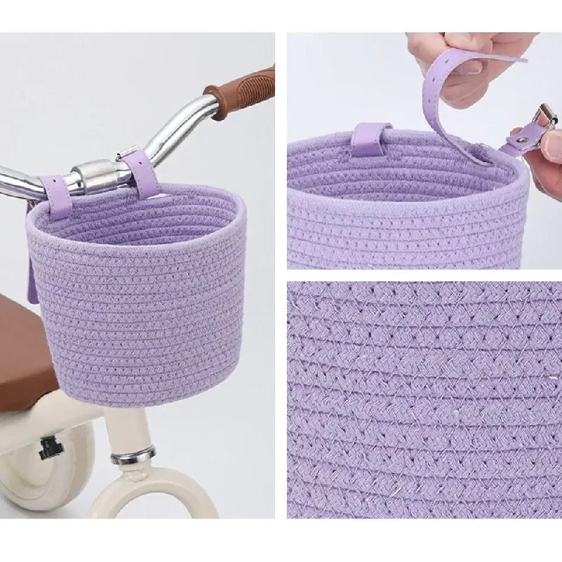 Adjustable Bicycle Basket Removable Design Large Capacity Handlebar Front Basket Solid Color Colorful