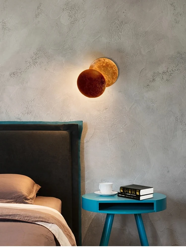 Creatieve Maansverduistering Gangpad Wandlamp Gang Nachtkastje Woonkamer Ronde Goud Koper LED Blaker Trap Gang Licht - afbeelding 2