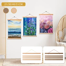 4Pcs Wooden Photo Frame Hanging Picture Scroll Poster Rack Magnetic Frame With Hang Rope Home Decoration Art Painting Hang Pole