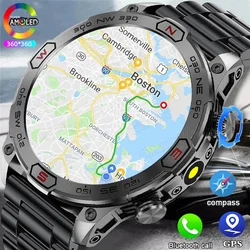 Reloj inteligente militar con GPS para hombre, pulsera con pantalla AMOLED HD, frecuencia cardíaca, presión arterial, llamada Bluetooth, resistente al agua, novedad de 2024