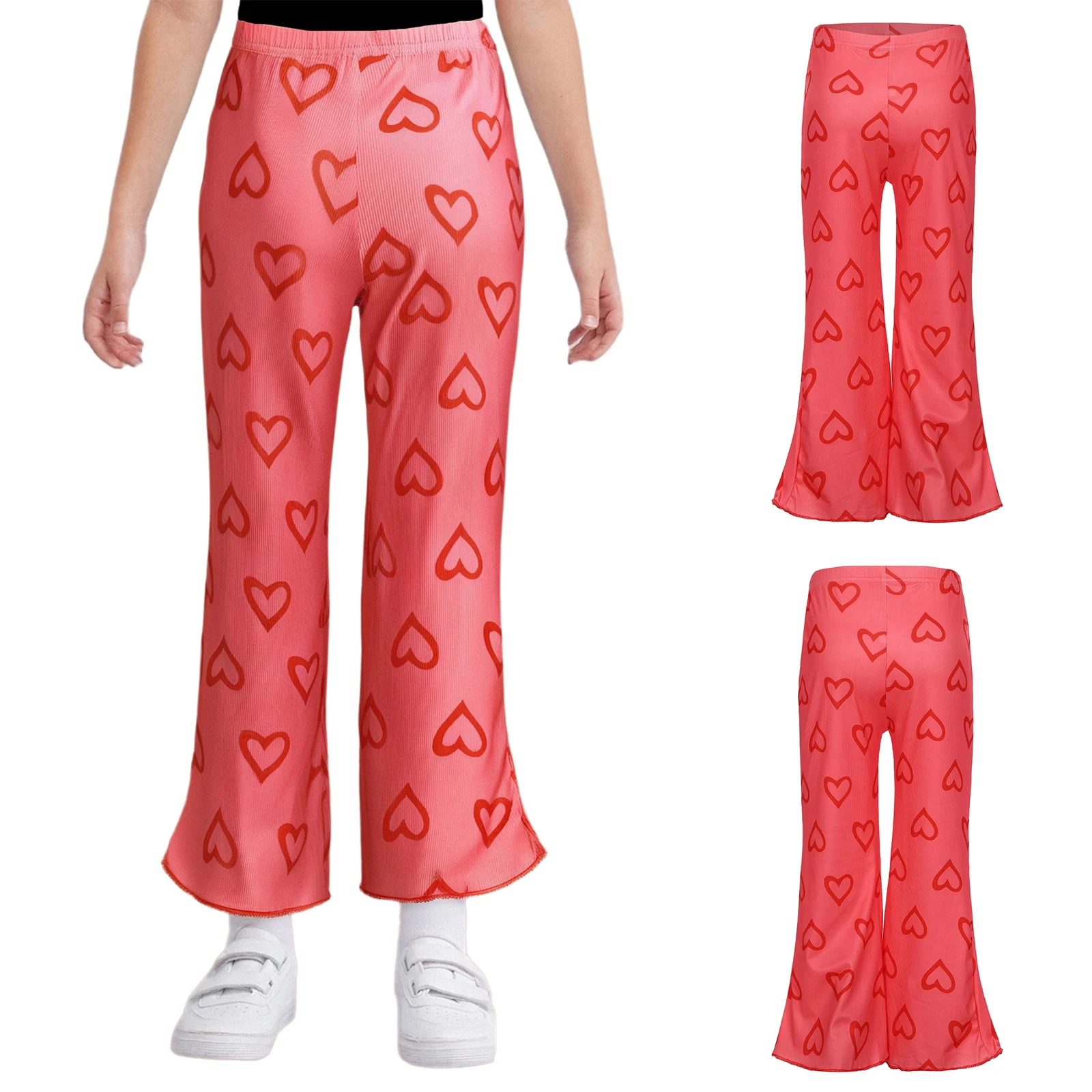 

Длинные брюки для маленьких девочек, широкие брюки с эластичным поясом и принтом, свободные брюки-клеш для повседневной носки, игровая одежда