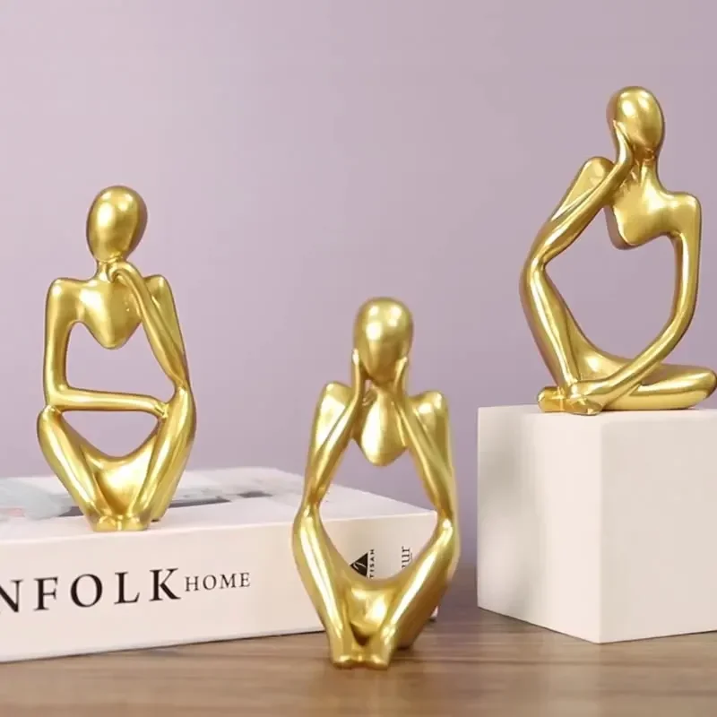 

Sand Color The Thinker Abstract Statues Sculptures Yoga Figurine Nordic Living Room Home Decor Decoration Desk Ornaments