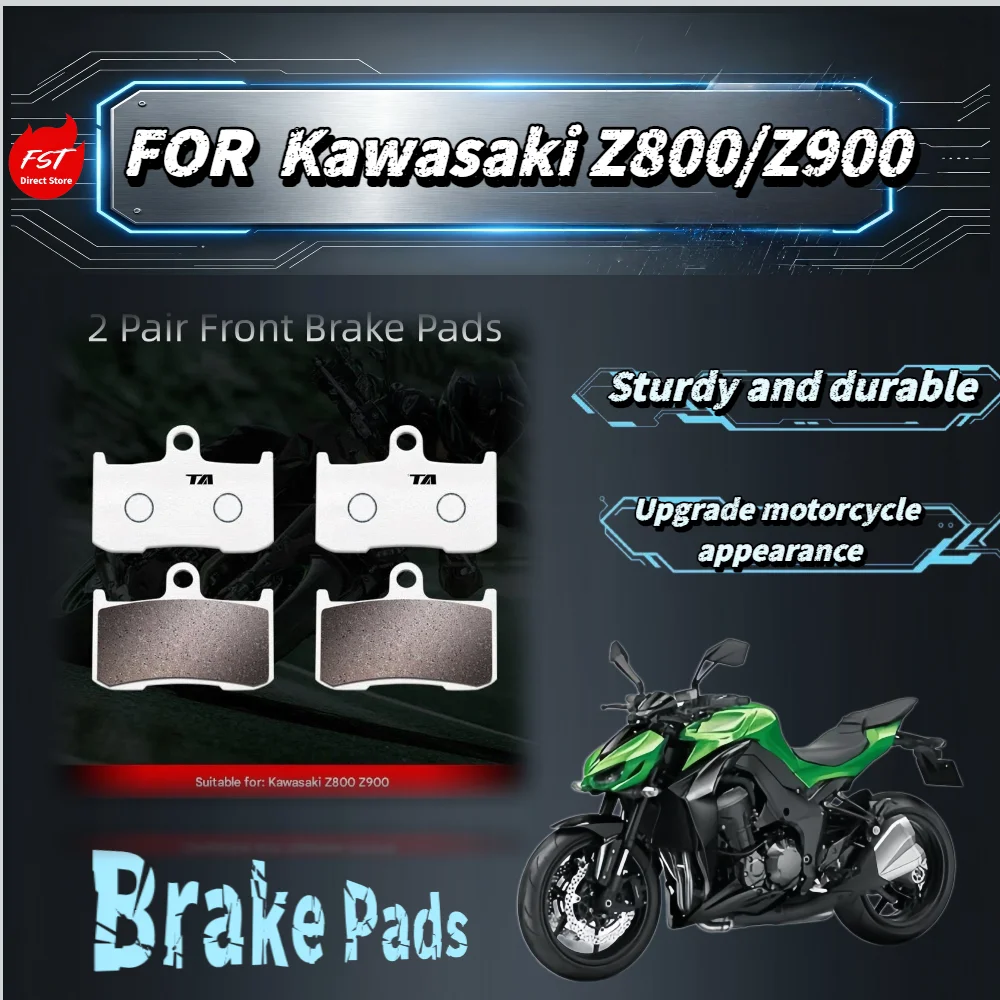 For Z800/Z900 Carbon Copper Based Brake Pads Slotted Groove Fast Heat Dissipation Reduce Thermal Decay Sport Bike Disc Brake Pad