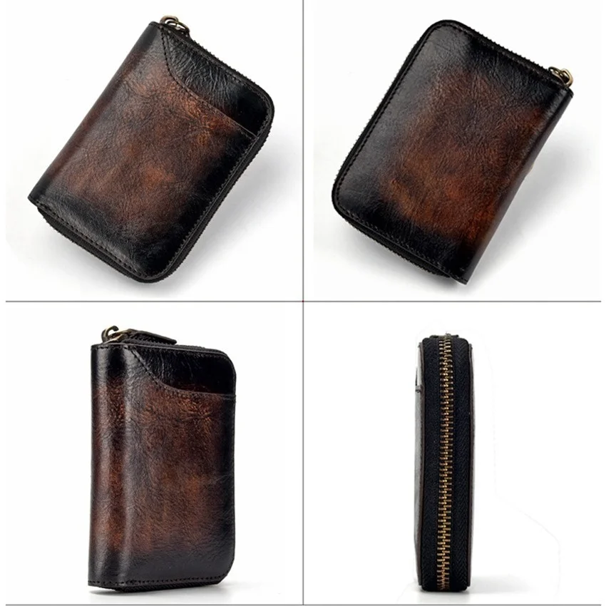 Retro Men's Wallet Bank Card Credit Card Holder Purse Cow Leather Clutch Wallet Billfold Multi-Card Wallet
