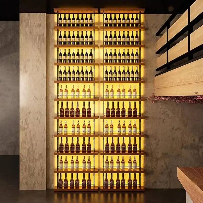 Salão de armazenamento armários de vinho barra prateleira garrafa buffet restaurante metal rack vinho comercial moderno armário vitre exibição