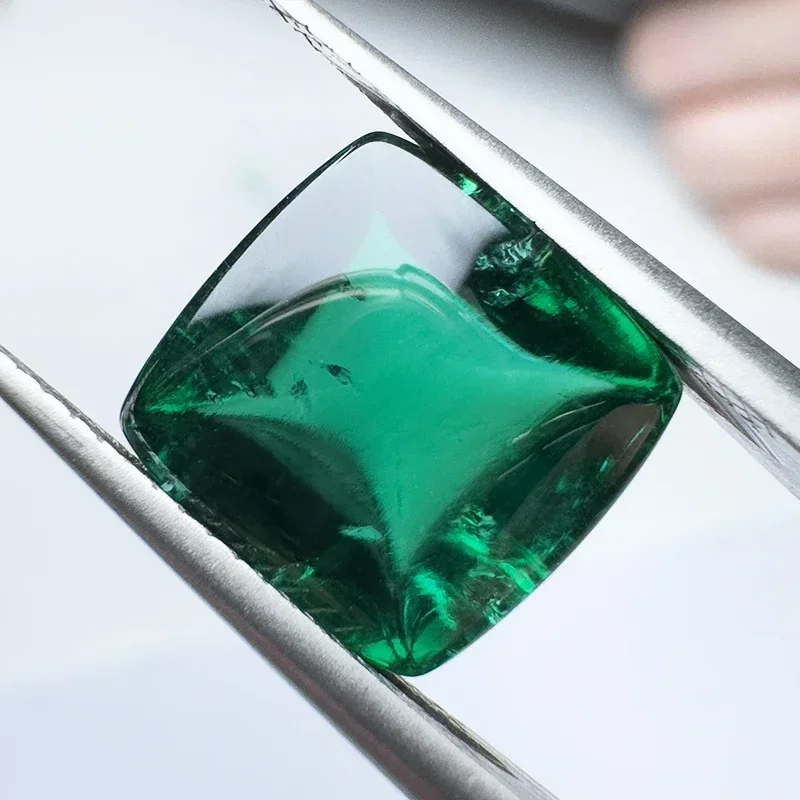 

Lab Grown Zambian Emeralds Hydrothermal Square Cushion Smooth Surface with Cracks Inclusions Inside Selectable AGL Certificate