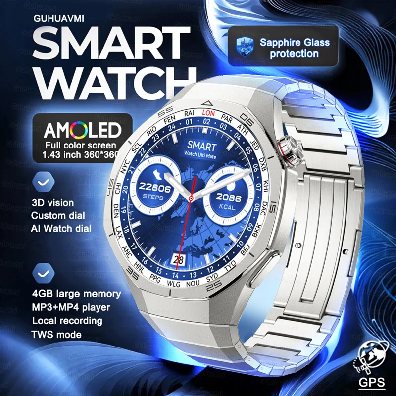 

Fashion Watch Ultra 5 32Gb Memory Local Music Bluetooth Call Compass 3D Menu Bluetooth Smart Watch For Huawei for Men Women 2025
