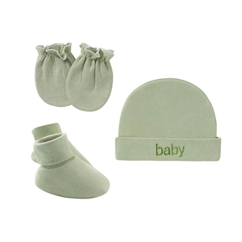 Baby Newborn Cotton Hat Gloves Foot Cover Set Newborn Single Layer for Baby Girls Boys Birth Keeping Warm Clothes Accessories