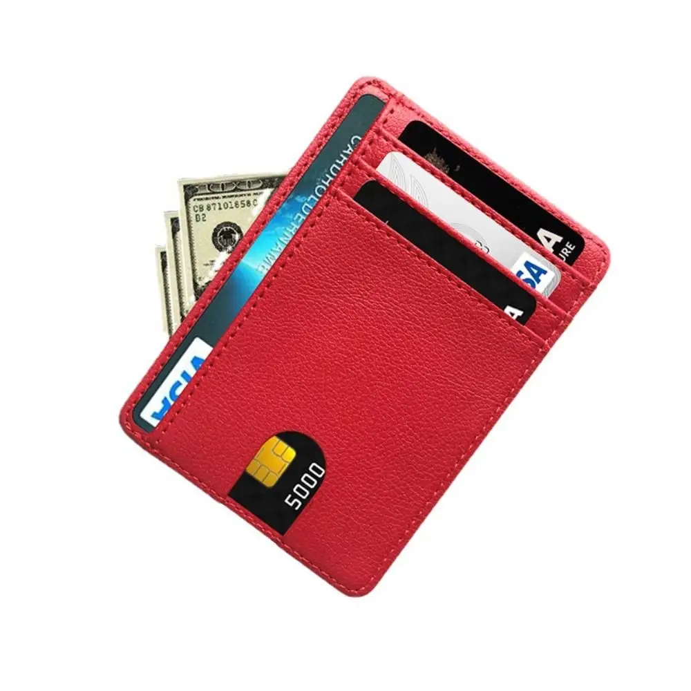 Anti Diefstal Mini Portemonnee Slanke Geld Case Cover Id Kaart Houder 8 Slot Lederen Portemonnee Rfid Blocking