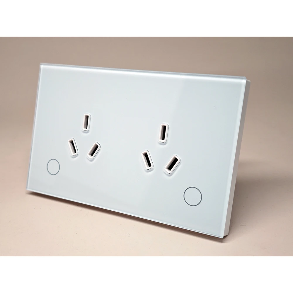 

Заводская сертификация SAA Lerlink, умная розетка Tuya, стеклянная панель Zigbee, сенсорная настенная розетка 10A, универсальная двойная точка питания AU