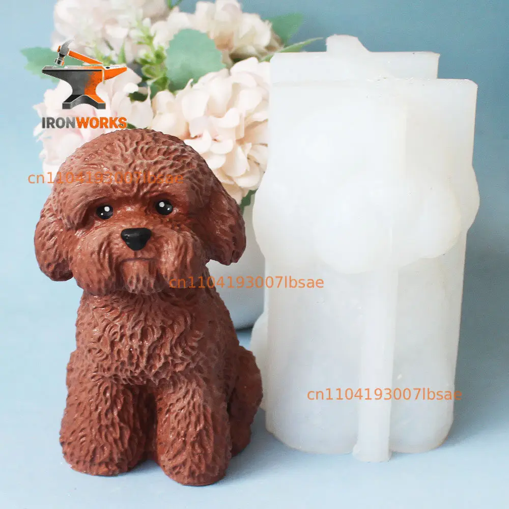 Cute, plaster candle kneading silicone mold DIY sitting puppy chocolate ice cream silicone mold