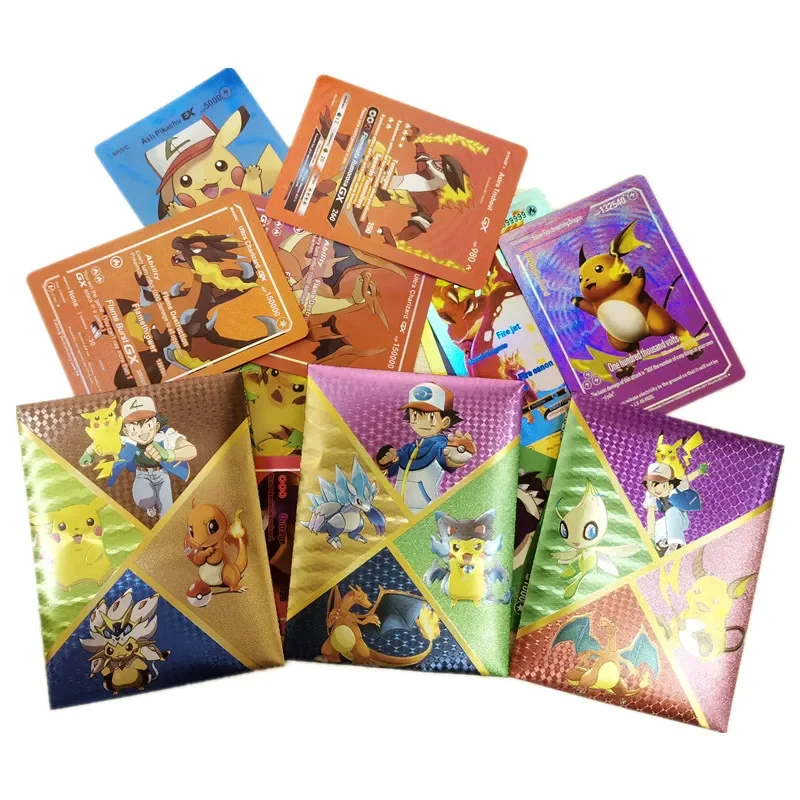 10Pcs English Colorful Pokemon Cards Colorful GX EX Laser Trainer Cards Collection Battle Shining Booster Toys For Kids Adult