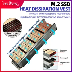 TEUCER M.2 2280 NVME SSD Ultra-thin Copper Heat Sink Cooling Aluminum Alloy PC Efficient Dissipation Radiator 8w/Mk Thermal pad