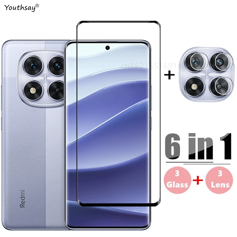 6in1Glass For Xiaomi Redmi Note 14 Pro 5G Screen Protector Tempered Glass 3D Protective Phone Camera Lens Film Redmi Note 14 Pro