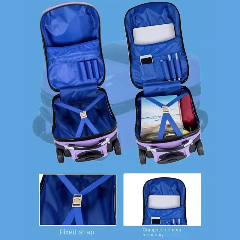 Imagem -05 - Cartoon Car Rolling Bagagem para Crianças Pode Sentar e Montar Mala do Bebê para Crianças Trolley Case Malas de Cabine Viagem 18 3d