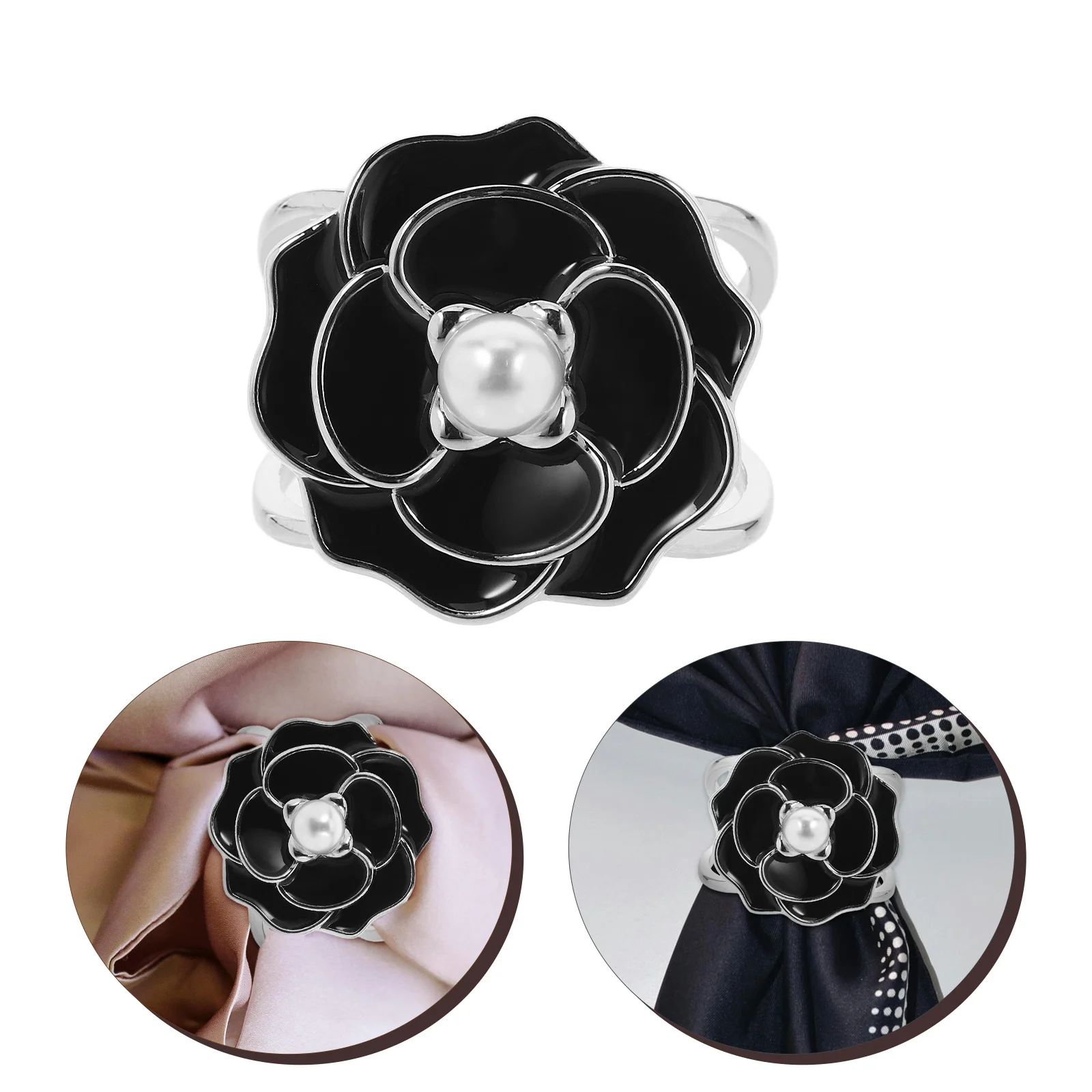 

Застежка для шарфа с цветочным принтом и искусственным жемчугом, элегантная пряжка для шаль для женщин, стильный зажим для шарфа, металлический кардиган, декор для колец