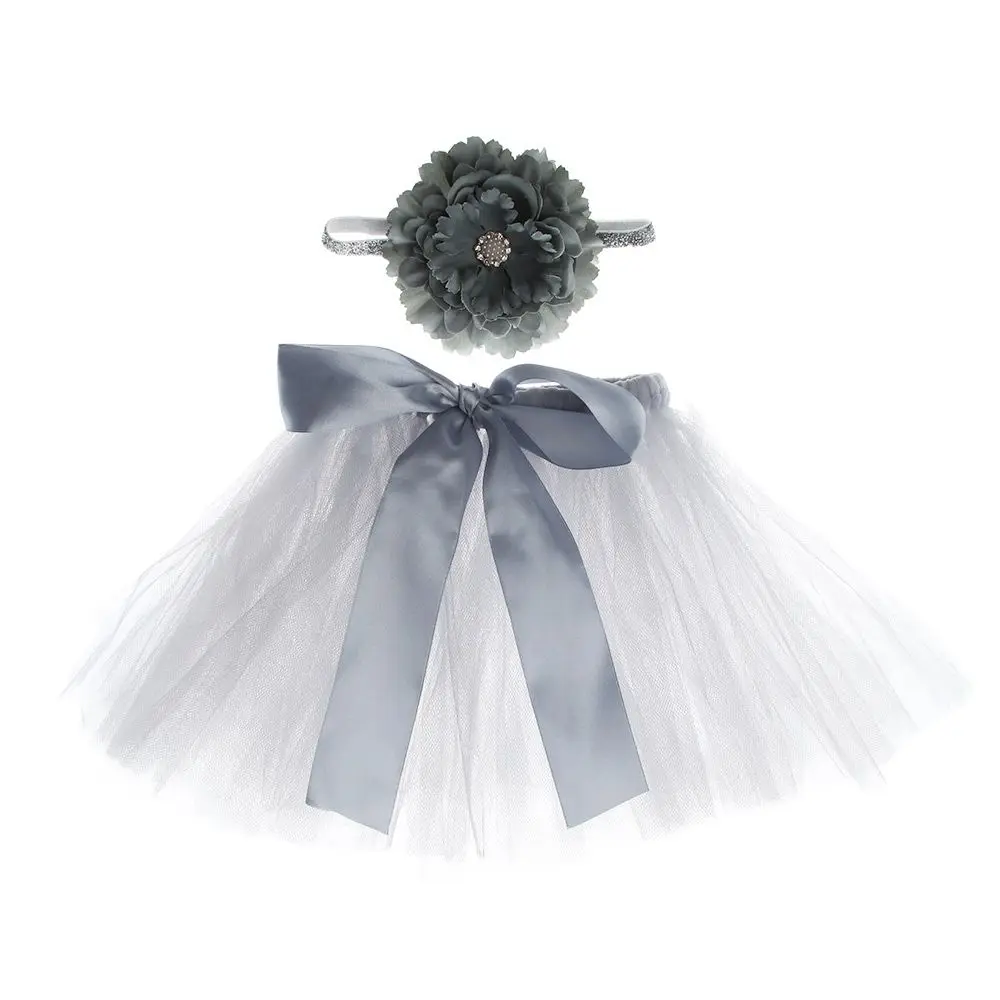 1Set Girl Clothes Photography Prop Matching  Headband Infant Tutu Skirt Newborns Costume Hairband