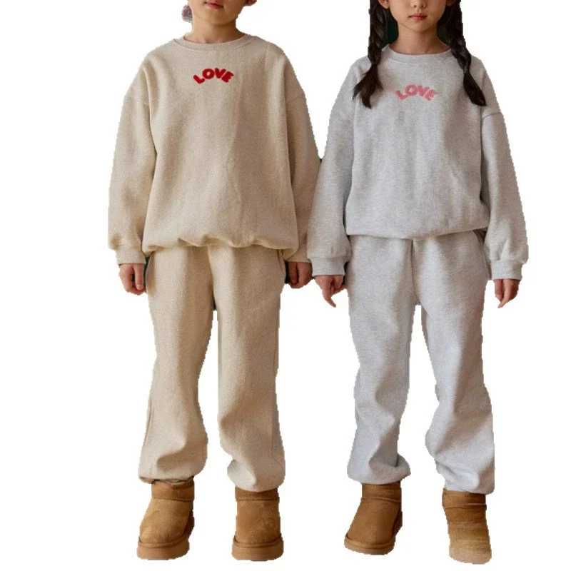 

Осенние теплые комплекты для девочек и мальчиков, детский стеганый свитшот, брюки, 2 шт., зимняя модная повседневная одежда, детский костюм с длинными рукавами