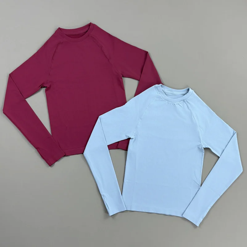 HISTELLO Defy Langarm-Workout-Top für Damen, Nahtloses Gym-Sportshirt mit Daumenlöchern, Slim Fit Sportshirt für Laufen, Yoga und Fitness – Detail 12