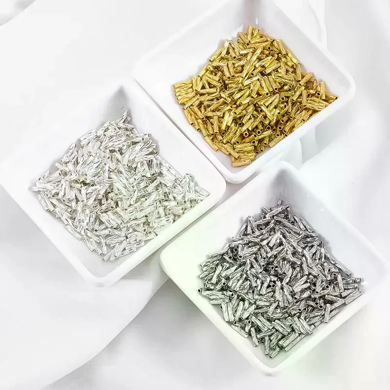 50Pcs Spacer Bead DIY Findings 2x8mm Tube Beads For Jewelry Making Gold Plated Beads Separators For Bracelets Accessories