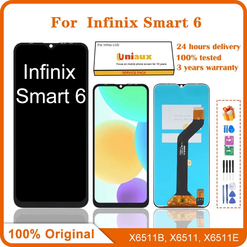 

Для мобильного телефона Infinix Smart 6, ЖК-экран в сборе, сенсорный экран, замена ЖК-панели