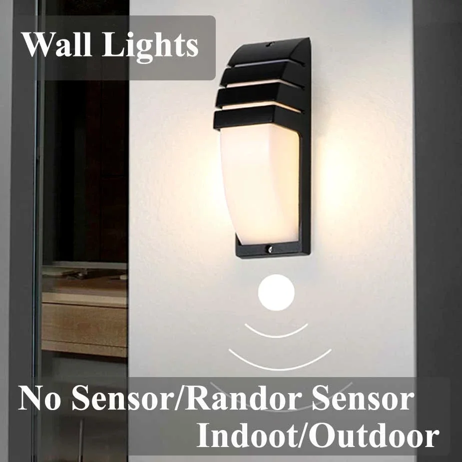 Sensor Wall Lamp Waterproof Outdoor Porch Lights Sconces Interior Lighting Terrace and Garden Decoration with Presence Sensor