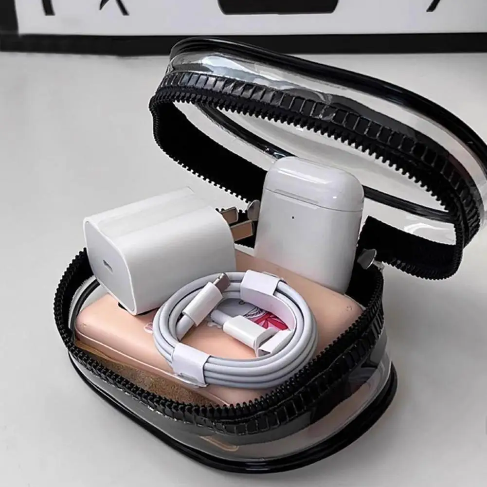 1/2Pcs Data Cable Charger Case Earphones Organizer Easy Access Data Cable Organizer Box Transparent Portable Storage Box