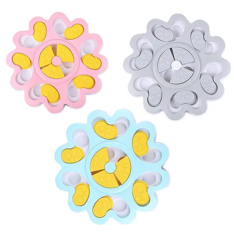 강아지 퍼즐 장난감, 미끄럼 방지, 파란색, 핑크, 회색, 두뇌 자극 및 IQ 훈련용 인터랙티브 장난감