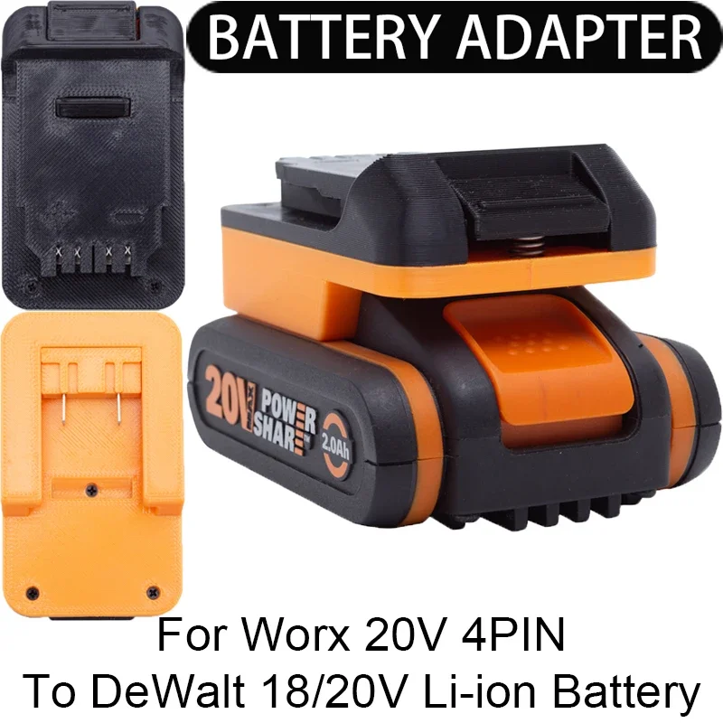 Adapter/Converter for DeWalt 18/20V Li-ion tools to Worx 20V 4PIN Li-ion battery adapter power tool accessories