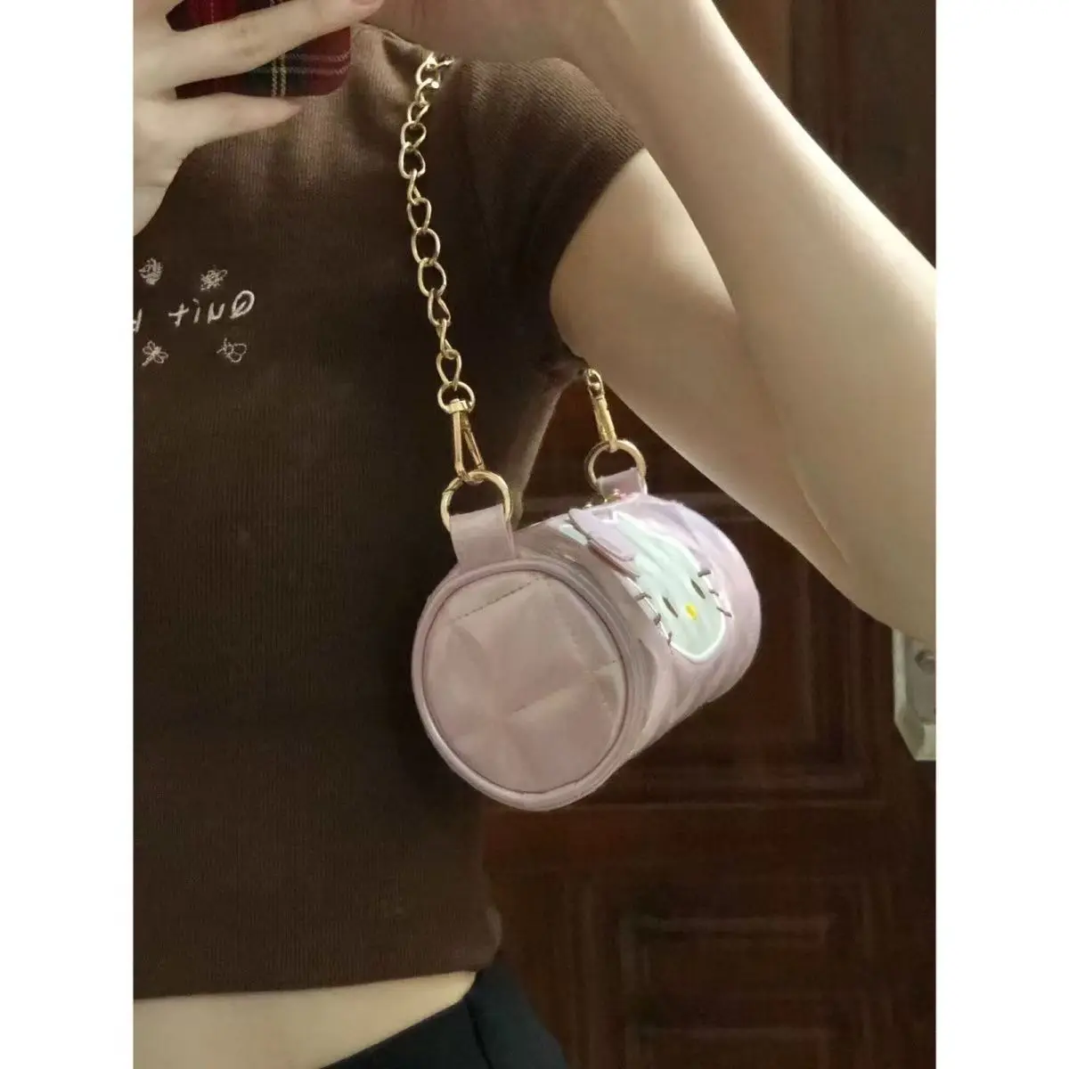 Pink new ribbon bow Hello Kitty middle-aged one-shoulder gentle and sweet handbag cute shoulder bag