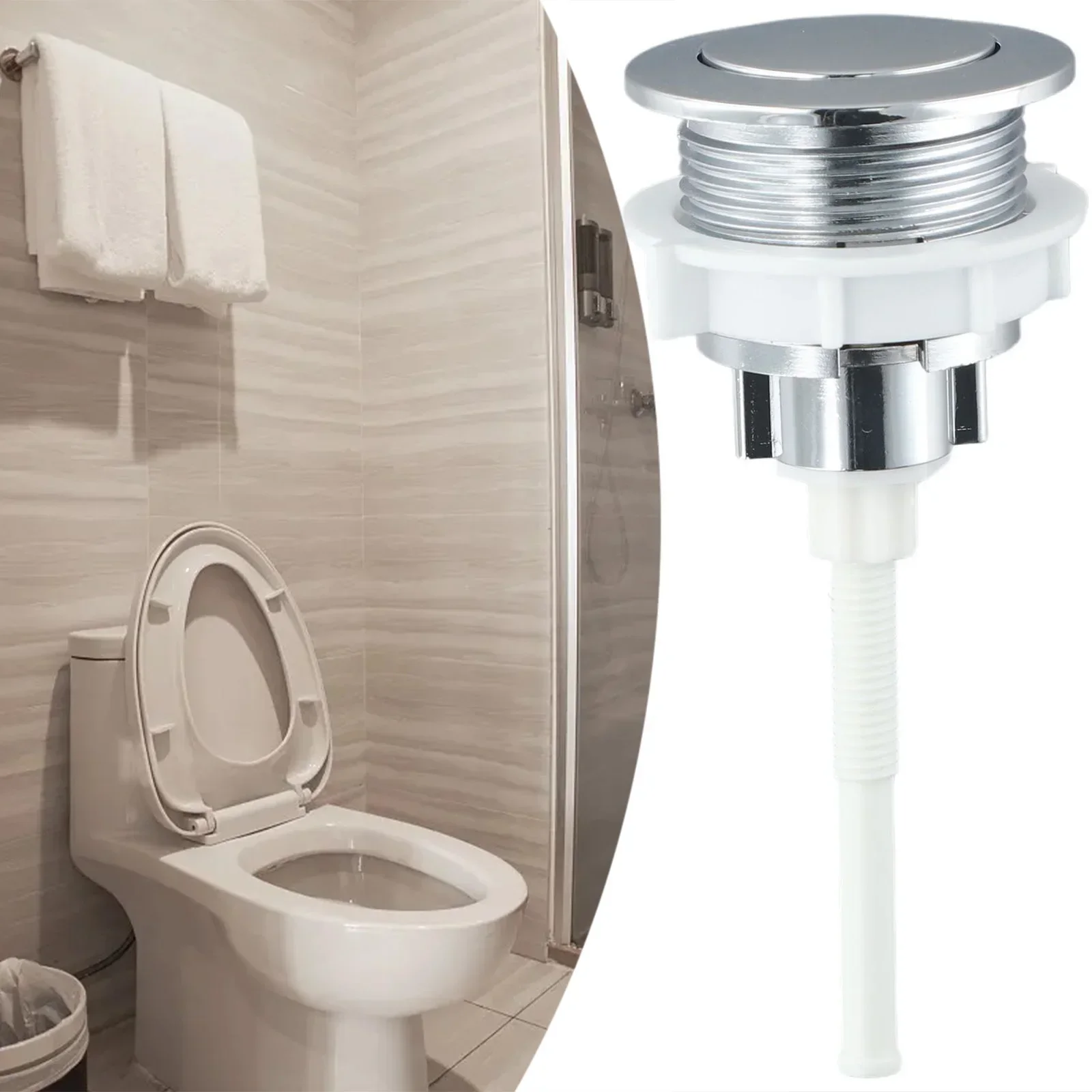 

Bathroom Toilet Push Button Single Flush Button Toilet Water Tank Round Valve Rods Push Saving Water Toilet Accessories